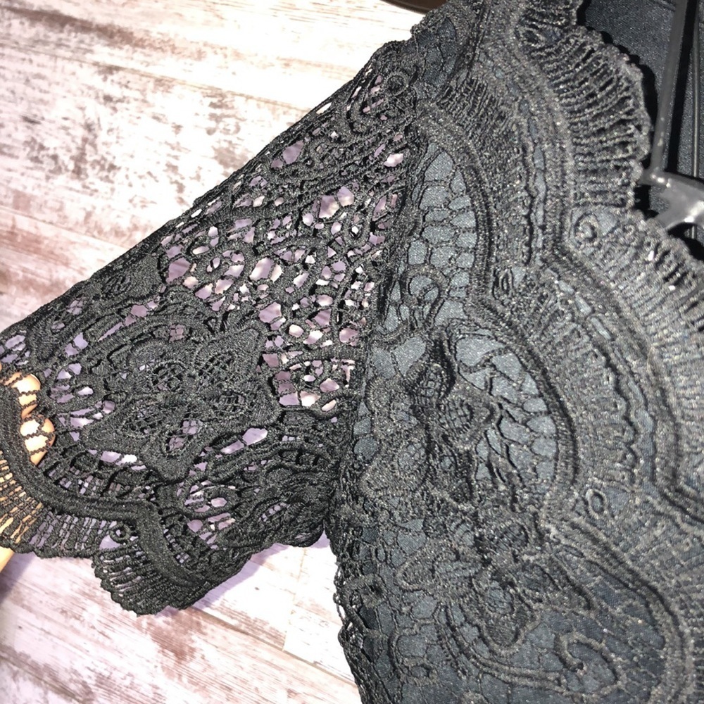 Angel in Disguise Black Lace Skater Dress black flowy mini dress size medium​​​ - Picture 6 of 12